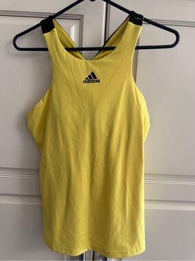 adidas Yellow Racerback Athletic Tank with Black Accents